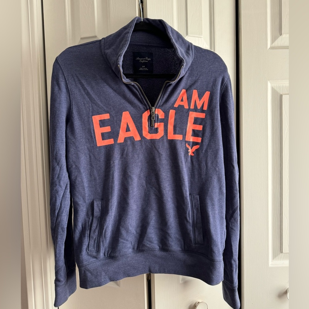 American Eagle Outfitters Blue 1/4 Zip Sweatshirt